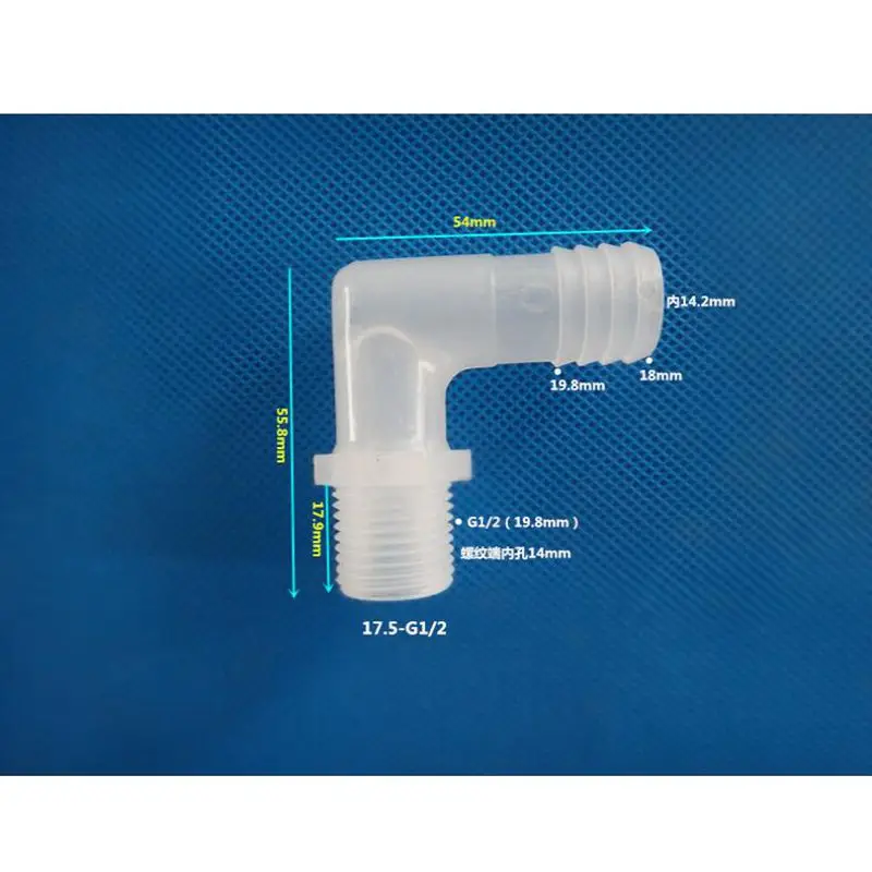 1/4 ''BSPP наружная резьба до 1/2 мм бородка пластиковый коленчатый фитинг для