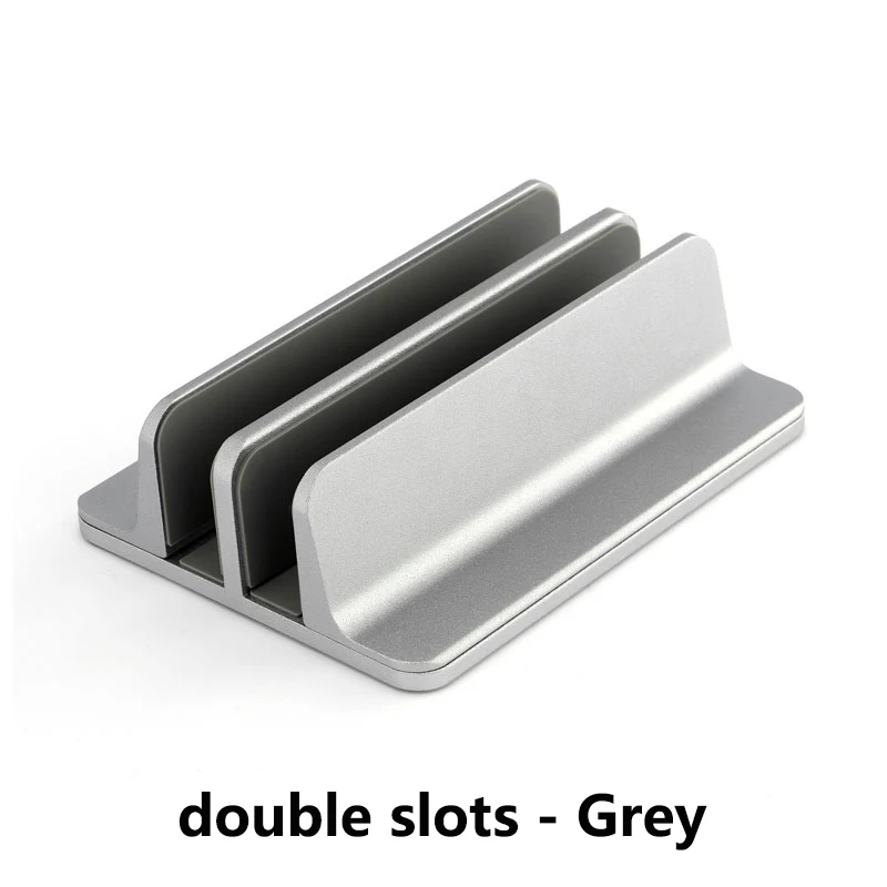 Grey Double Slot Металлический алюминиевый сплав вертикальная подставка-держатель для Mackbook Air Pro Настольный регулируемый ноутбук планшет док-держатель аксессуар - Цвет: Grey Double Slot