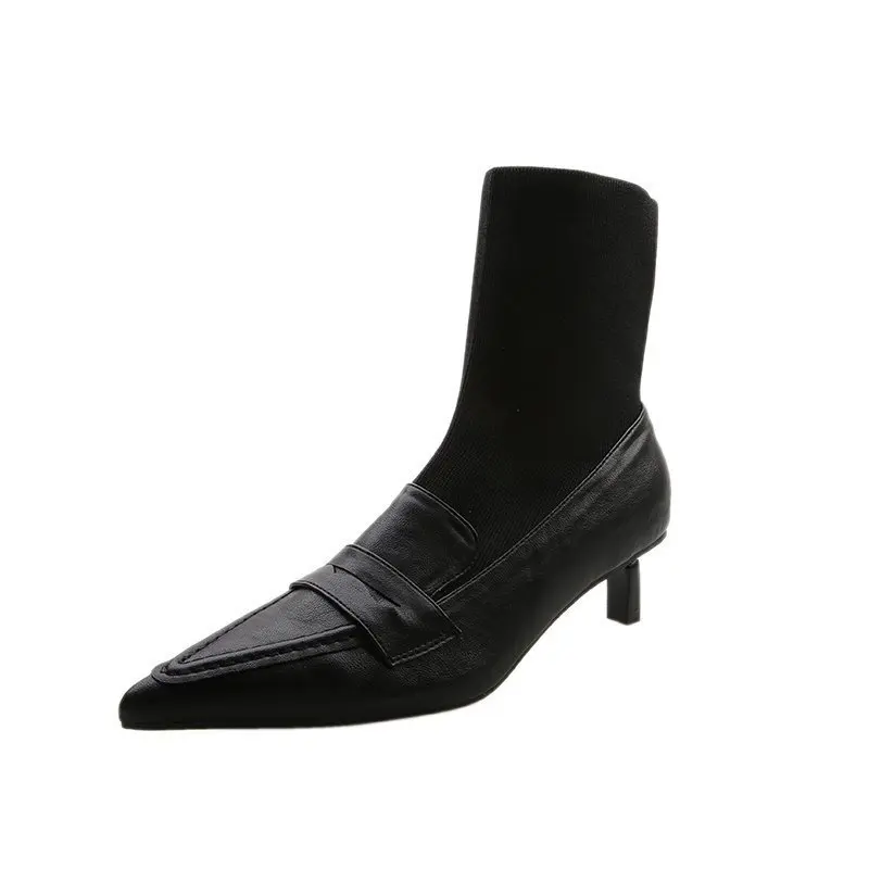 

new hot Women's Shoes thin high heels Ankle Boots 2020 New Leather Short Boots With Fashion Pointed Zipper High-heels