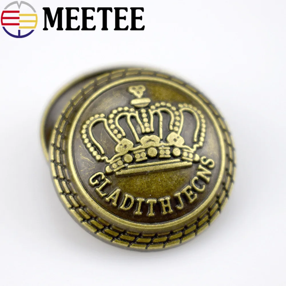 Meetee 10 шт. Высококачественная Металлическая пуговица 13 мм 15 17 20 22 25 модная мужская