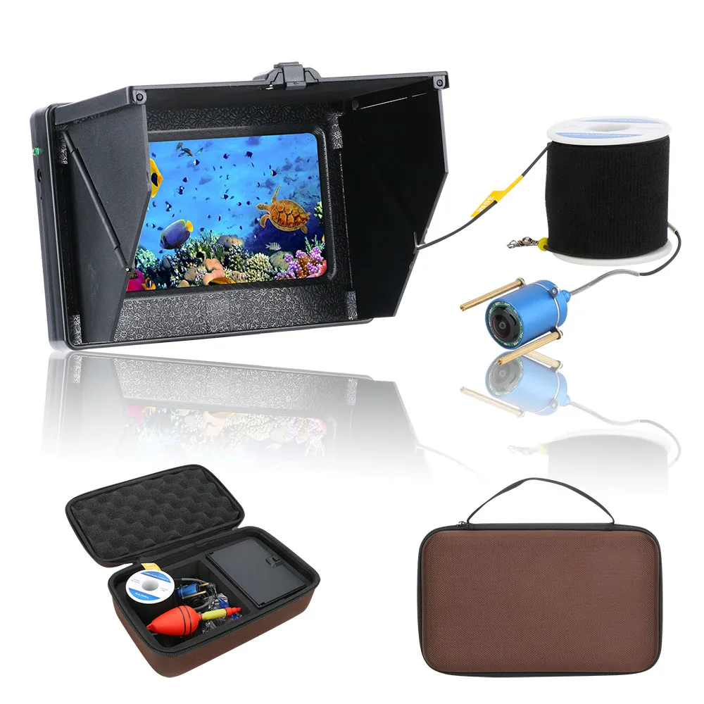 Цена Подводная камера для рыбалки, 15 м 30 м, 1200 ТВЛ, 4,3 дюйма, 10 шт., светодиодный дисплей с ночным видением, камера 195 градусов для рыбалки
