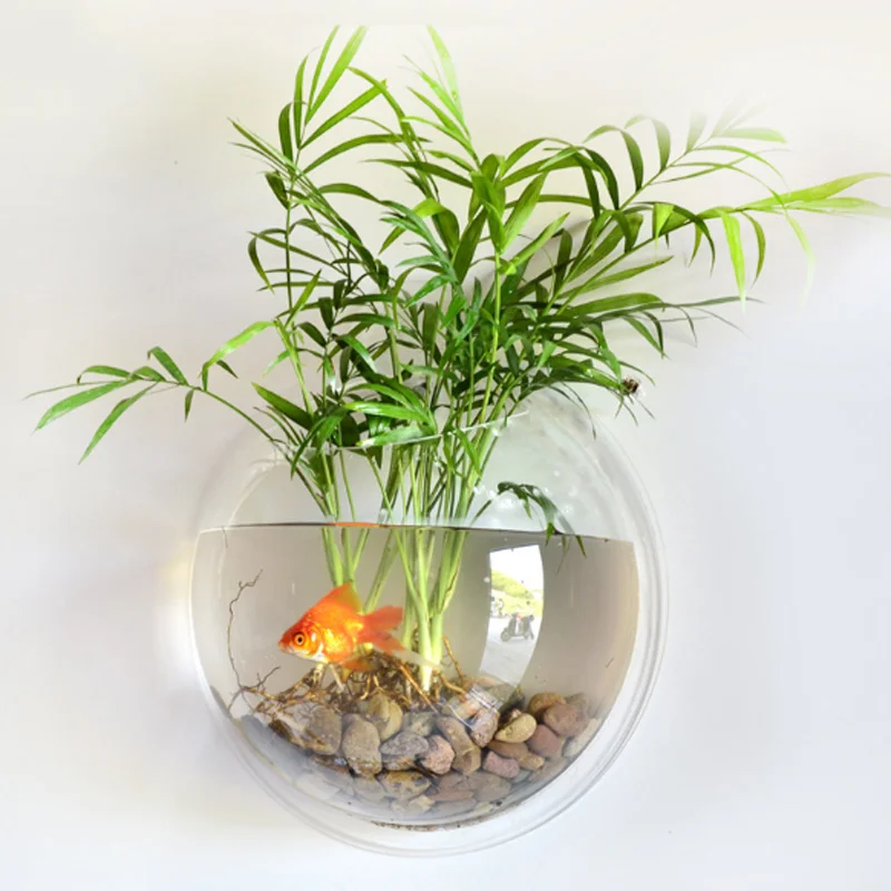 NewPlexiglass прозрачная Рыбная миска настенная акриловая подвесная аквариумная