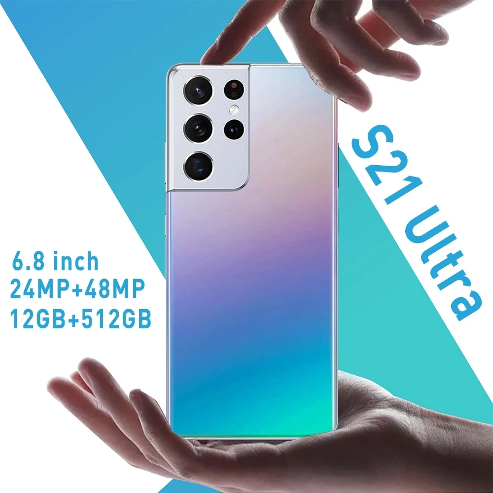 

Global Version Cellphone Galay S21 ultra 12GB 512GB AI Face Quick Unlock 24+48MP 10 Core 5600MAh 6.8inch Android 11 Smartphone