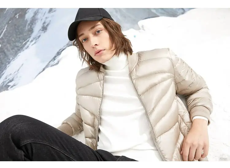 JackJones Для мужчин зимняя куртка Бейсбольным воротником короткая теплая куртка-пуховик 218412507