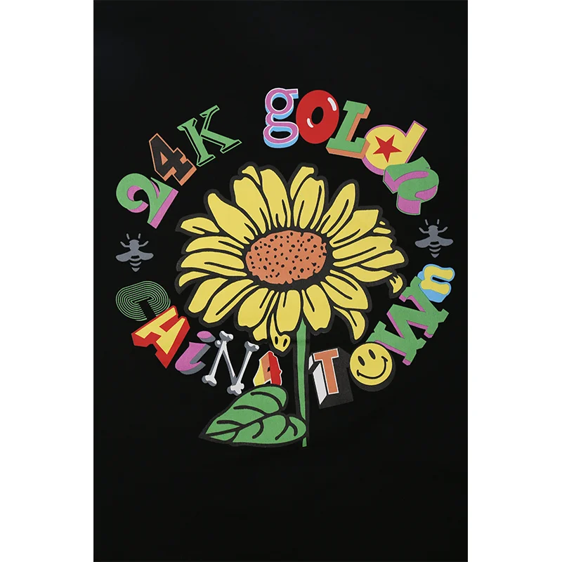 

Hip Hop T-shirt Men's Streetwear Oversized Cartoon Letter Sunflower Print Graphic T-shirt 2021 Harajuku Summer Cotton Loose Top