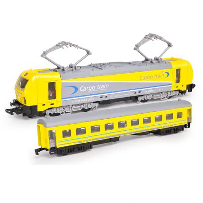 

26cm 2 Section Alloy Tram Model Simulation Locomotive Light Music Pull Back Function Train Car Model Children Alloy Toy Car 1:60
