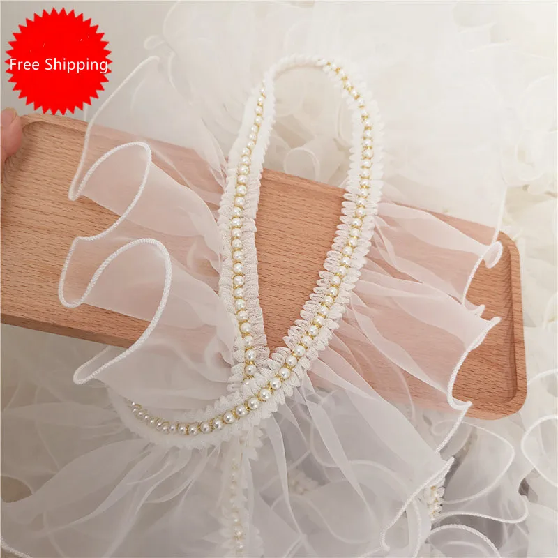 

2 ярда, ширина 9 см, розовый, красный, серый, зеленый, фиолетовый, розовый, высокое качество, зашифрованная органфатная пряжа, плиссированный н...