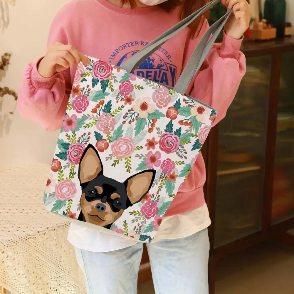 

Сумка на плечо с принтом милой собаки, Большая вместительная сумка-тоут, многоразовая женская сумка-Органайзер на молнии для повседневной ж...