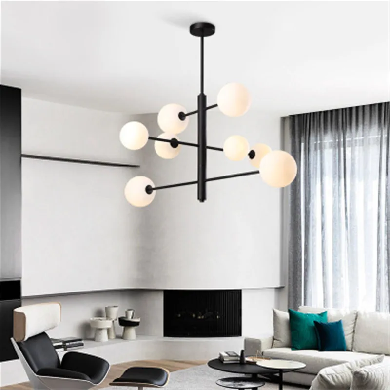 Online Modern Minimalist Cam Küresel Avize Oturma Odası Yemek Odası Yatak Odası Giyim Mağazası Spiral Ferforje Dekoratif Lambalar