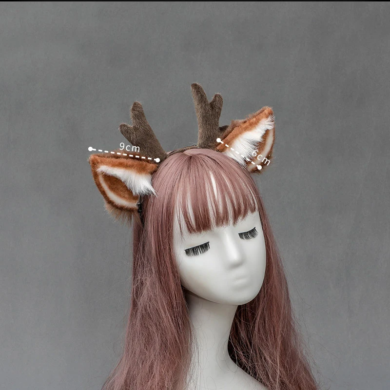 Повязка на голову с ушками из искусственного меха плюшевый олень животное ободок