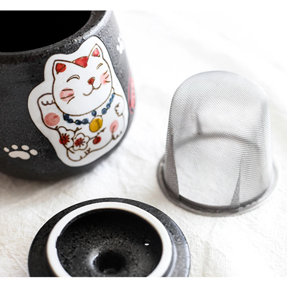 5 шт. японский дизайн Lucky Cat керамический чайник кружки комплект с фильтром дома
