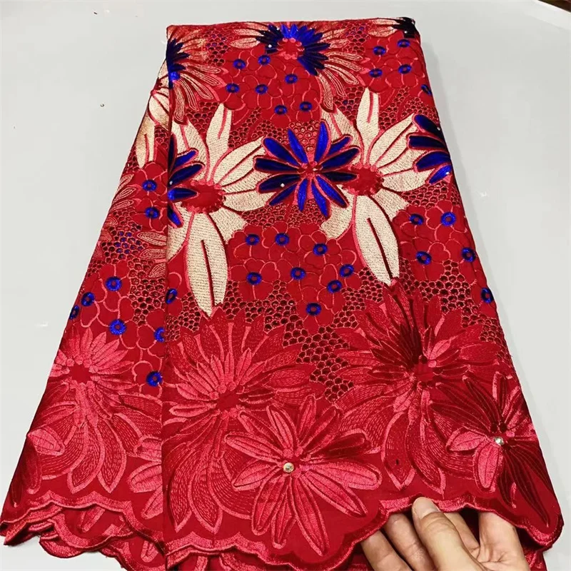 

5 ярдов хлопчатобумажная ткань 2021 Дубай Тяжелая вышивка бисером африканская сухая кружевная ткань швейцарская вуаль кружева 13 л в Швейцари...