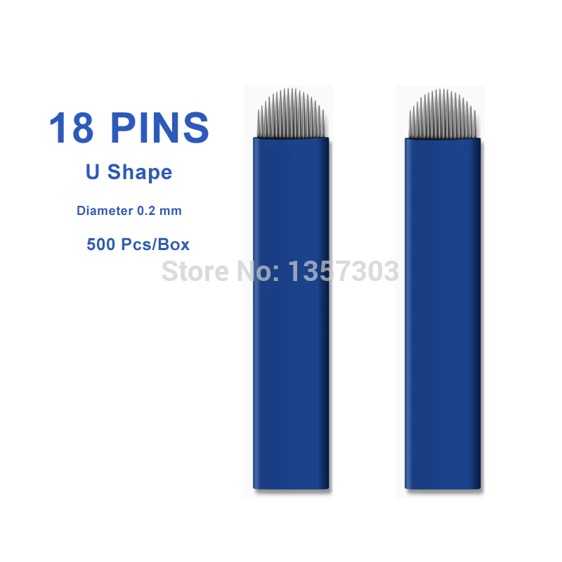 500 шт 18 Pin u-образные иглы для тату Перманентный макияж лезвие вышивания бровей 3D
