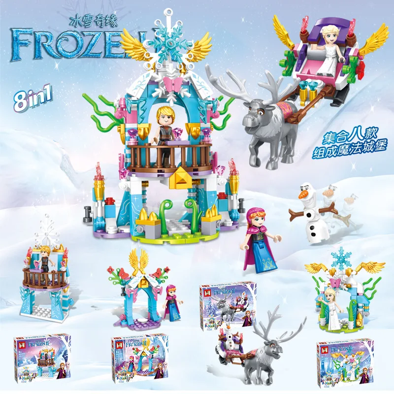 

Disney Building Blocks Girl Frozen 2 Princess Aisha Anna Ice Castle Scene Building Block Toys Birthday Gift for Kids