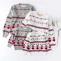 family matching christmas outfit mother kids pullover sweater cartoon print son baby long sleeve clothes family look