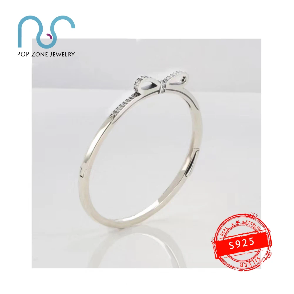 

Fit Original Pan Charm Bangle S925 Sterling Silver Bangle Silver Ribbon High Grade Bangle Female Brand New Limit Jewelry Gift