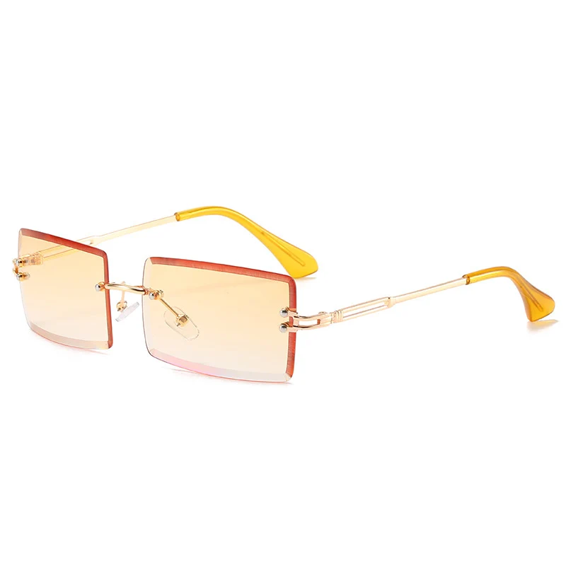 

Модные маленькие прямоугольные солнцезащитные очки без оправы Женские винтажные прозрачные Красочные Зеркальные очки для мужчин UV400 Солнцезащитные очки