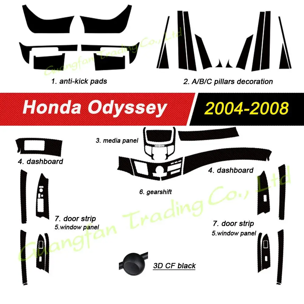 

For Honda Odyssey 2004-2008 Car-Styling 3D/5D Carbon Fiber Car Interior Center Console Color Change Molding Sticker Decal