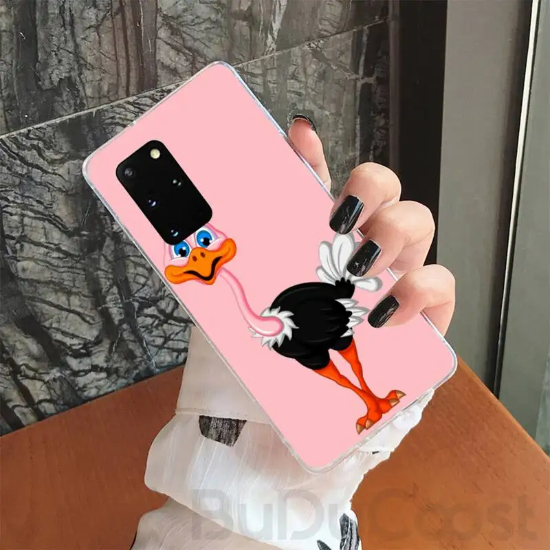 

Funny ostrich cartoon Custom Soft Phone Case For Samsung S5 6 7 8 9 10 S8 S9 S10 plus S10E lite S10-5G S20 UITRA plus