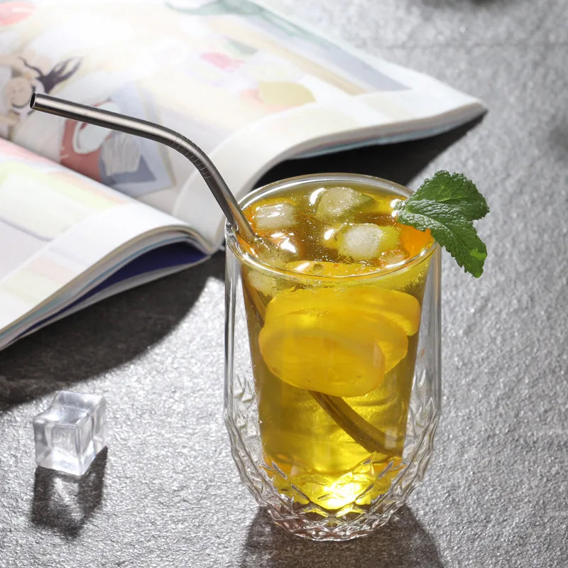 Летняя двойная пивная стеклянная прозрачная алмазная кружка для вечевечерние