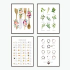 Цветочная кухонная утварь, печать на кухонной стене, художественный декор, деревянная утварь, Художественная Картина на холсте, Настенная картина, плакат, украшение для дома