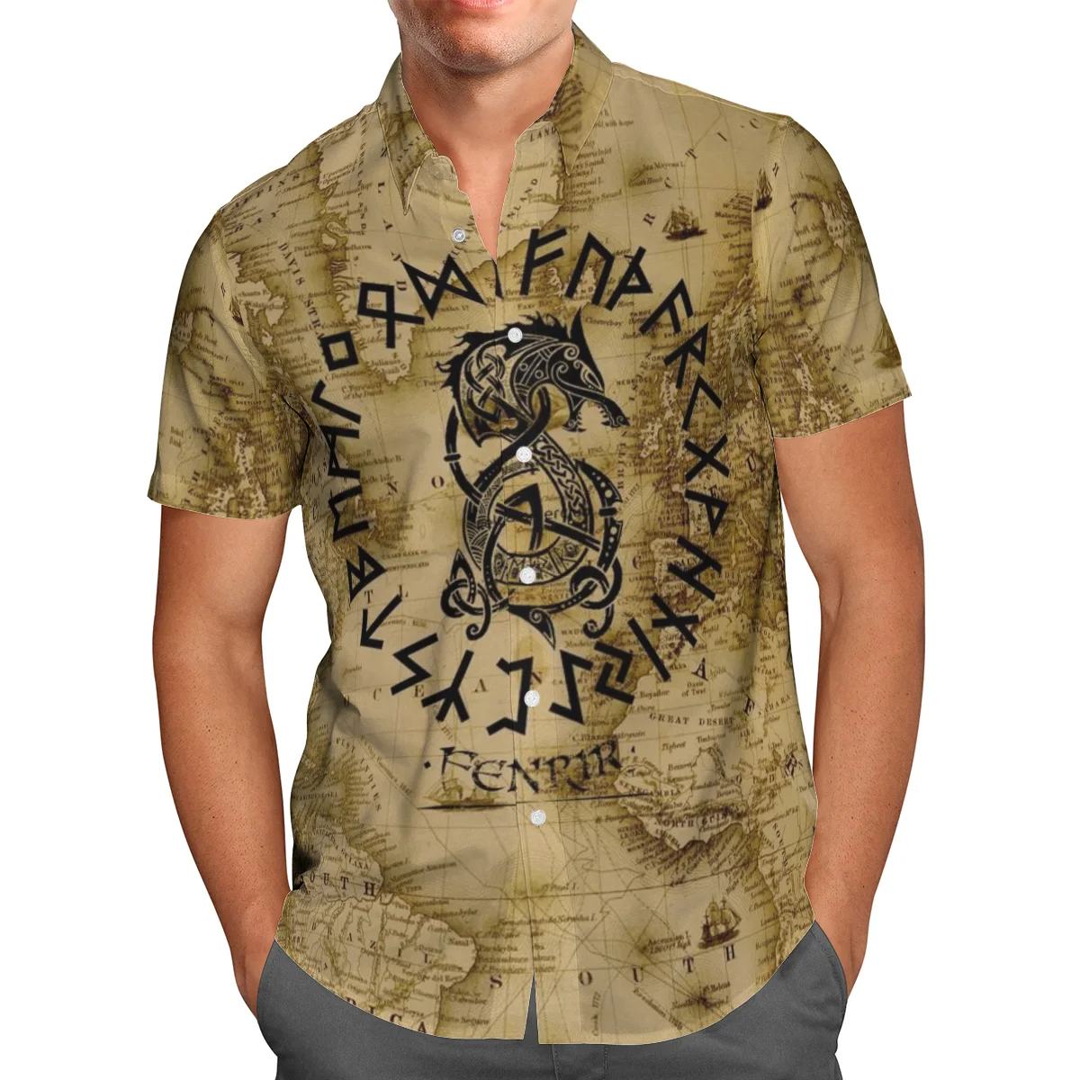 

Viking Dragon Tattoo 3D Beach Hawaiian 2021 Summer Shirt Short Sleeve Shirt Streetwear Oversized 5XL Camisa Social Chemise Homme