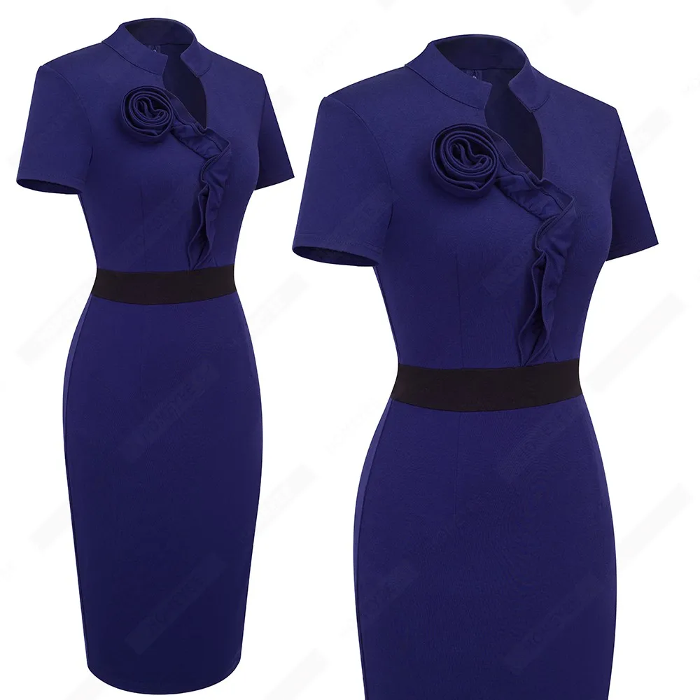 Женское облегающее платье с цветочным вырезом Деловое для офиса лета HB439|wear to