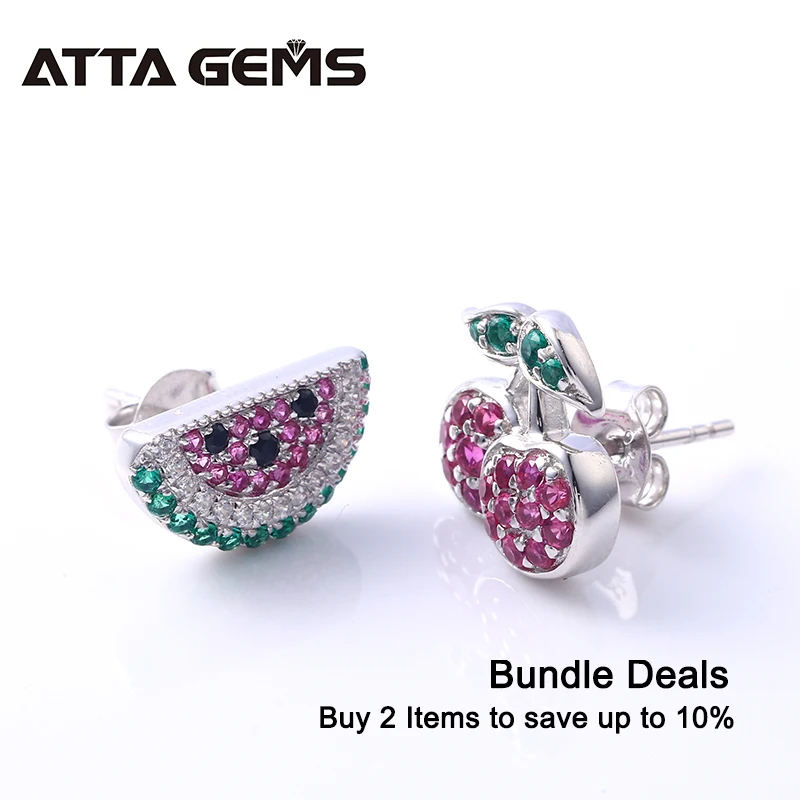 Женские серьги гвоздики из серебра 925 пробы яркие разноцветные Серьги в виде