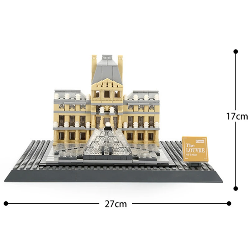 

NEW 821 PCS WANGE Architecture Series France Louvre Building Blocks Sets Bricks Classic City Skyline Scenery Model Kids Toys