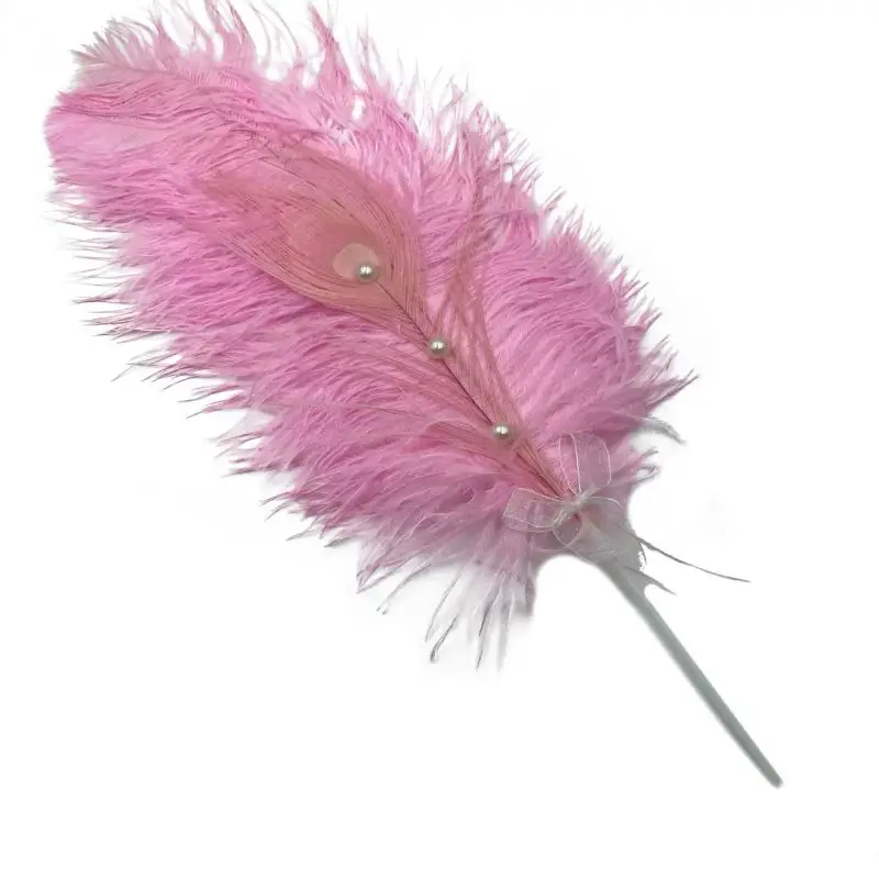 Натуральный перышко с жемчугом торт Топпер для дня рождения День Святого