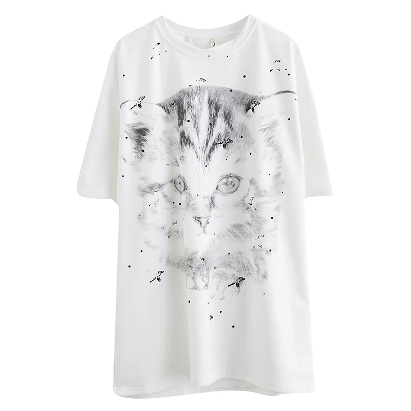 

Oversized T-shirt Funny Print T-shirts With Short Sleeve 2021 Summer Casual Loose Top For Women Basic Women's Fashion Tops