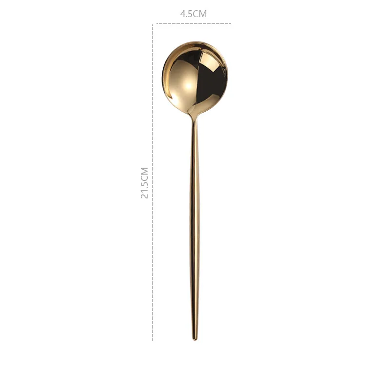 1pc dinner spoon Зеркальные золотые вилки, ложки, ножи, посуда, набор столовых приборов из нержавеющей стали, набор серебряных изделий, Золотая палочка для еды, ложка, нож, набор вилок - Цвет: 1pc dinner spoon