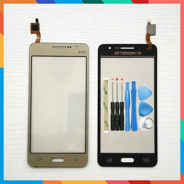 Для samsung Galaxy Grand Prime Duos G530 G530H G530F G5308 G531 G531F сенсорный экран дигитайзер передняя стеклянная линза сенсорная панель+ инструмент - Цвет: Gold With Tool