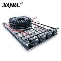 metal roof rack with led light and tire for 110 rc rock crawler scx10ii 90046 90047 scx10 d90 jeep wrangler trx4
