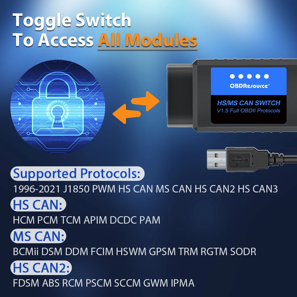 OBDResource ELM327 USB V1.5 FORScan для Ford Mazda Линкольн Меркурий Кодирование ELMconfig FoCCCus
