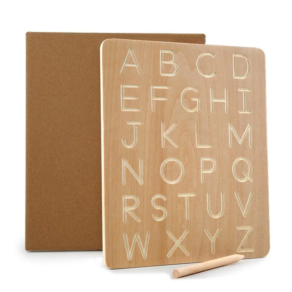 

Wooden ABC Alphabet Tracing Board Writing Practice Board Double-Sided Montessori Toy Preschool Educational Learning Sensory P
