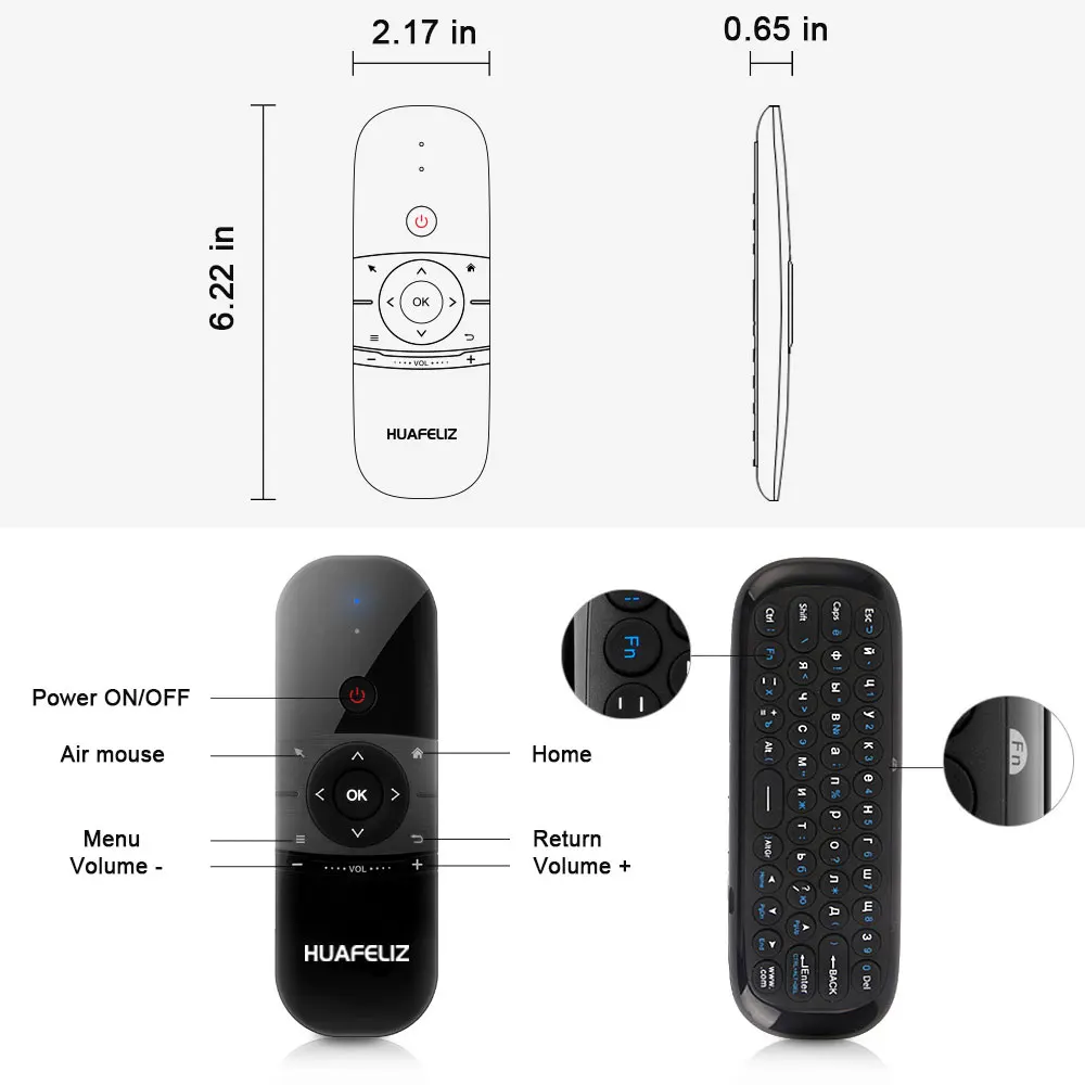 2 4G W1 Fly Air Mouse русская/английская беспроводная клавиатура Rechargeble Mini пульт