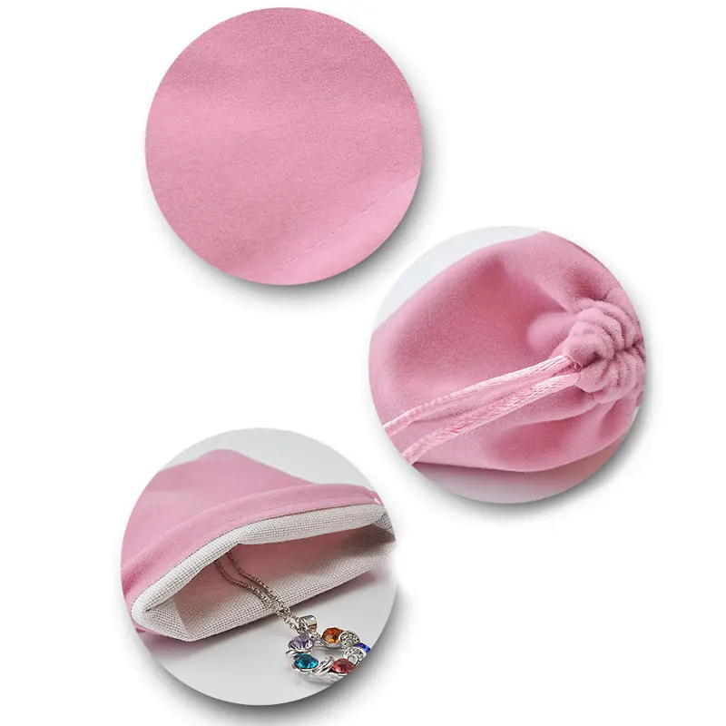 Розовые серые подарочные пакеты для упаковки ювелирных изделий бархатные