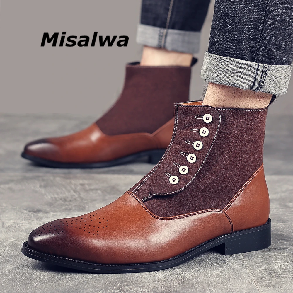 

Misalwa Size 38-48 Dropshipping Chelsea Men Boots British High Top Men Shoes Oxford Pointy Toe Elegant Gentleman Party Boot