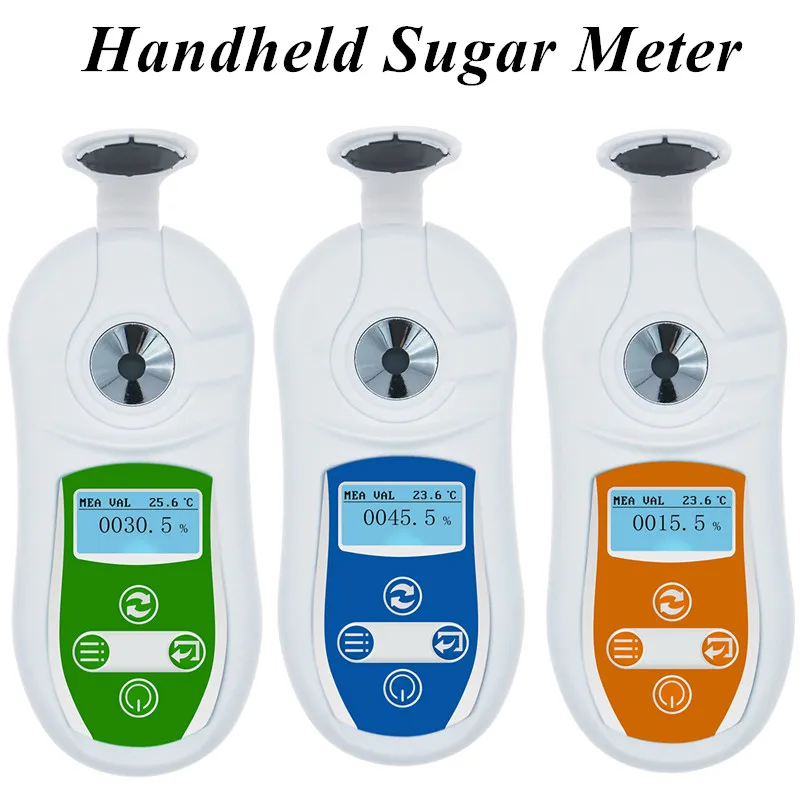 Handheld Digital 0-53%/0-32% Refractometer Brix Sugar Tester Meter Fruit Juice Beverage Drinks Concent Measuring Instrument