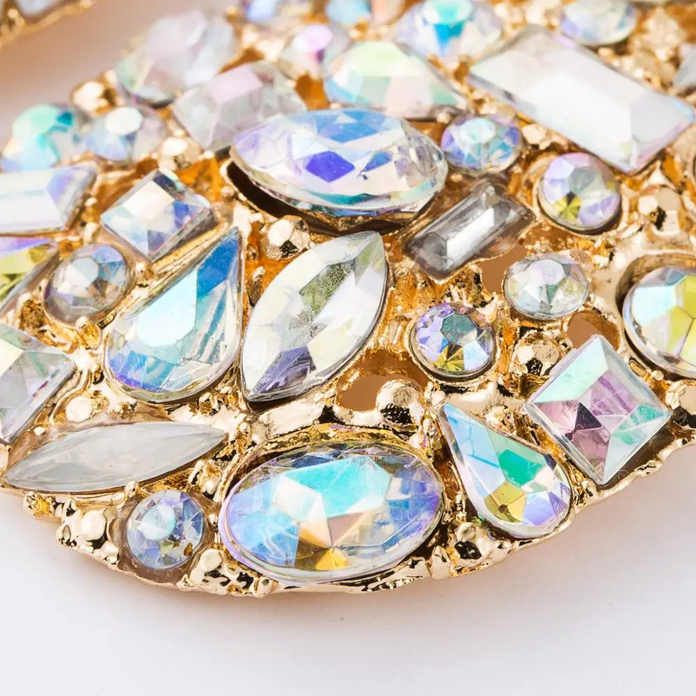 ZiccoWong Luxury AB Color Crystal Rhinestone Drop Earrings Women Geometric Water Long Dangle Statement Earring |