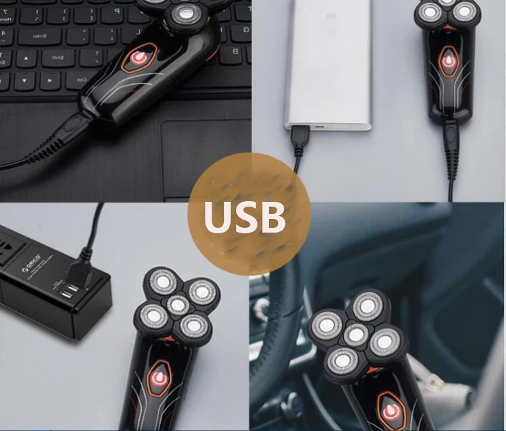 4D электробритва USB зарядка Мужская бритва для бритья Водонепроницаемая