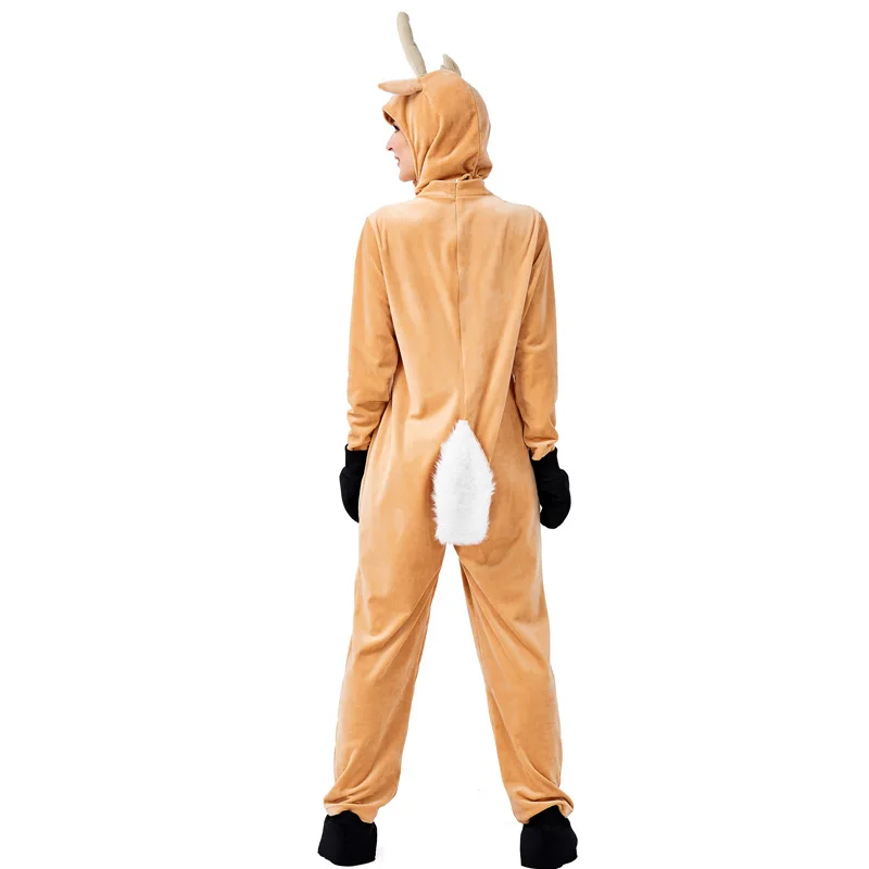 

Christmas Elk Cosplay Costume Adult Women Halloween Deer Costume Fawn Animal Winter Pajamas Stage Carnival Purim Party Dress