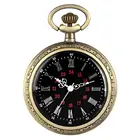 Винтажные карманные часы в стиле стимпанк без крышки, ожерелье, часы с римскими цифрами, циферблат, Бронзовый кулон, часы, модные для мужчин и женщин, подарок