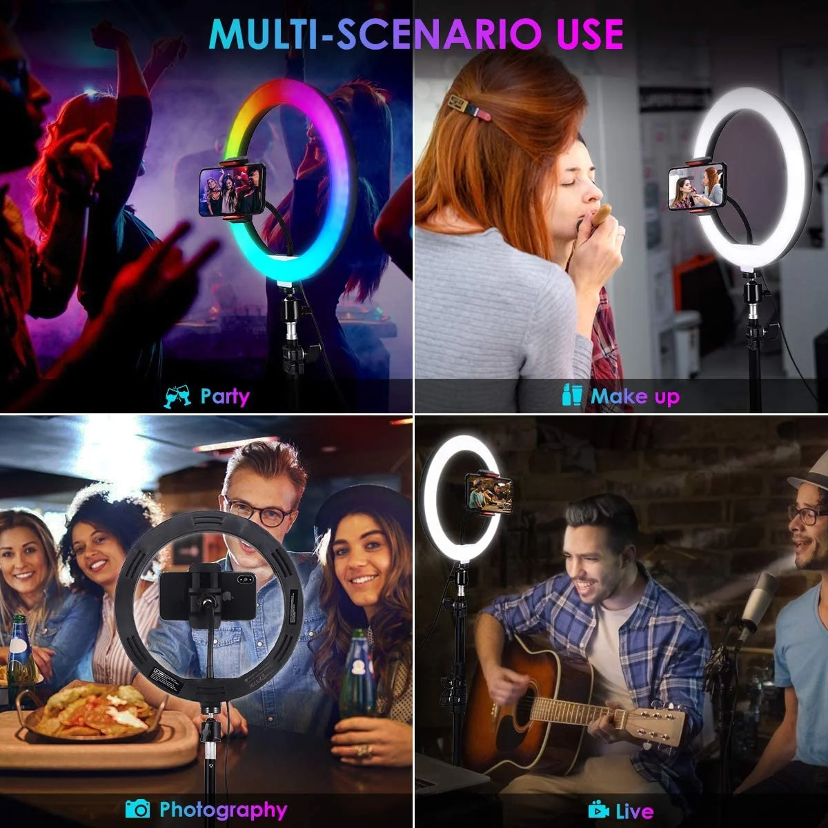 

ight Rgb Lamp Ring Round With Tripod For Smartphone Mobile Led Video Light Ring To Make Youtube Photographic Lighting