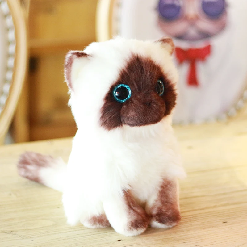 Плюшевая игрушка мягкая мультяшное животное сиамская кошка имитация котенка