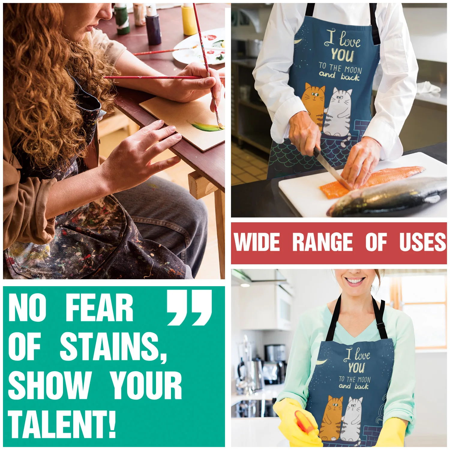 Кухонный Фартук с изображением двух кошек ночные фартуки из парусины без рукавов