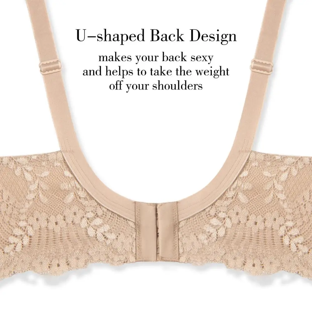 Wingslove Floral Lace Bras For Women Plus Size Underwire Lingerie Push Up Bralette 36C-44DD