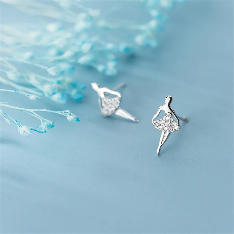 Женские серьги-гвоздики из серебра 925 пробы с кристаллами | Украшения и