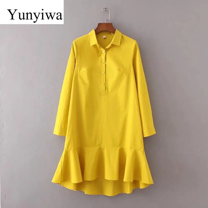 2018 женский винтажный пуловер с длинным рукавом одноцветное мини-платье рыбьим